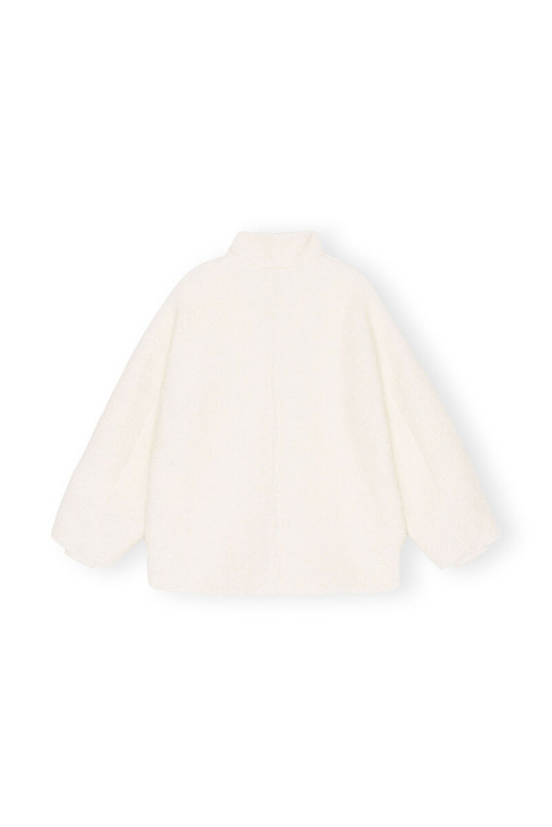 Boucle Wool Shoulder Jacket, Polyester, in colour Egret - 2 - GANNI
