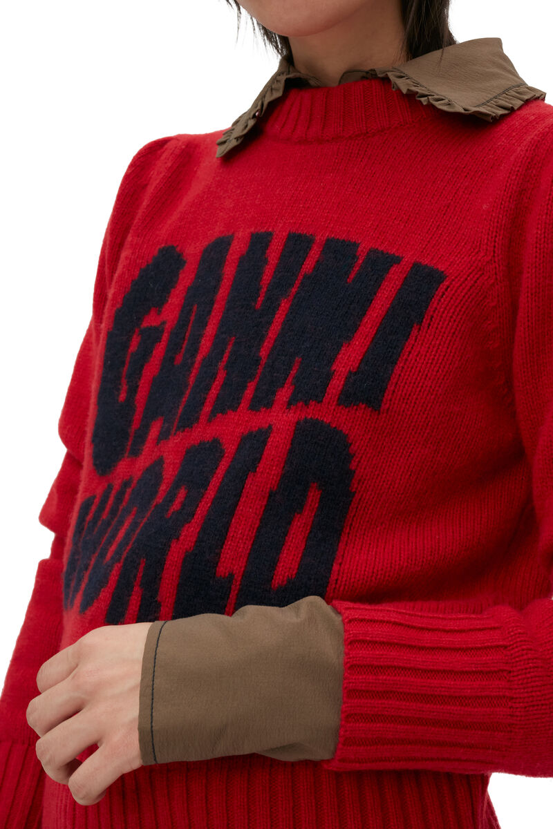 Graphic Pullover, Recycled Polyamide, in colour Barbados Cherry - 4 - GANNI