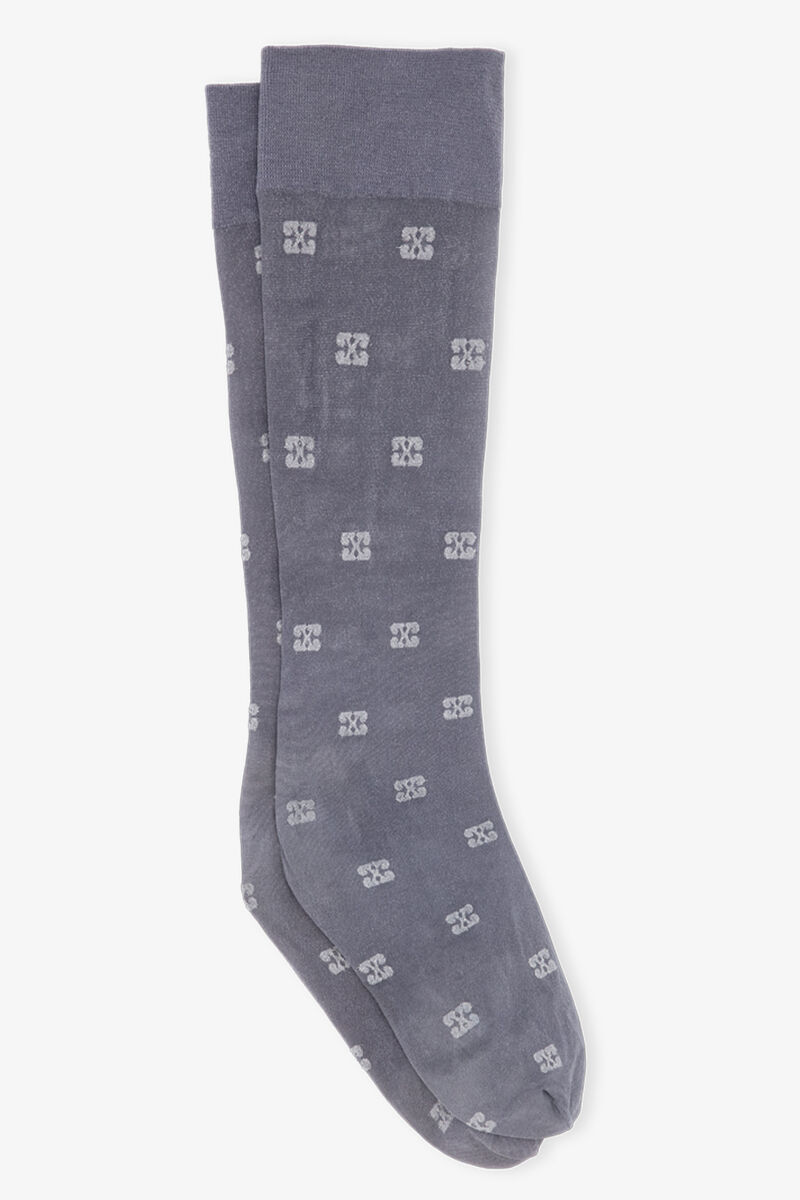 Grey Glitter Butterfly Lace Socks, Elastane, in colour Dark Silver - 1 - GANNI