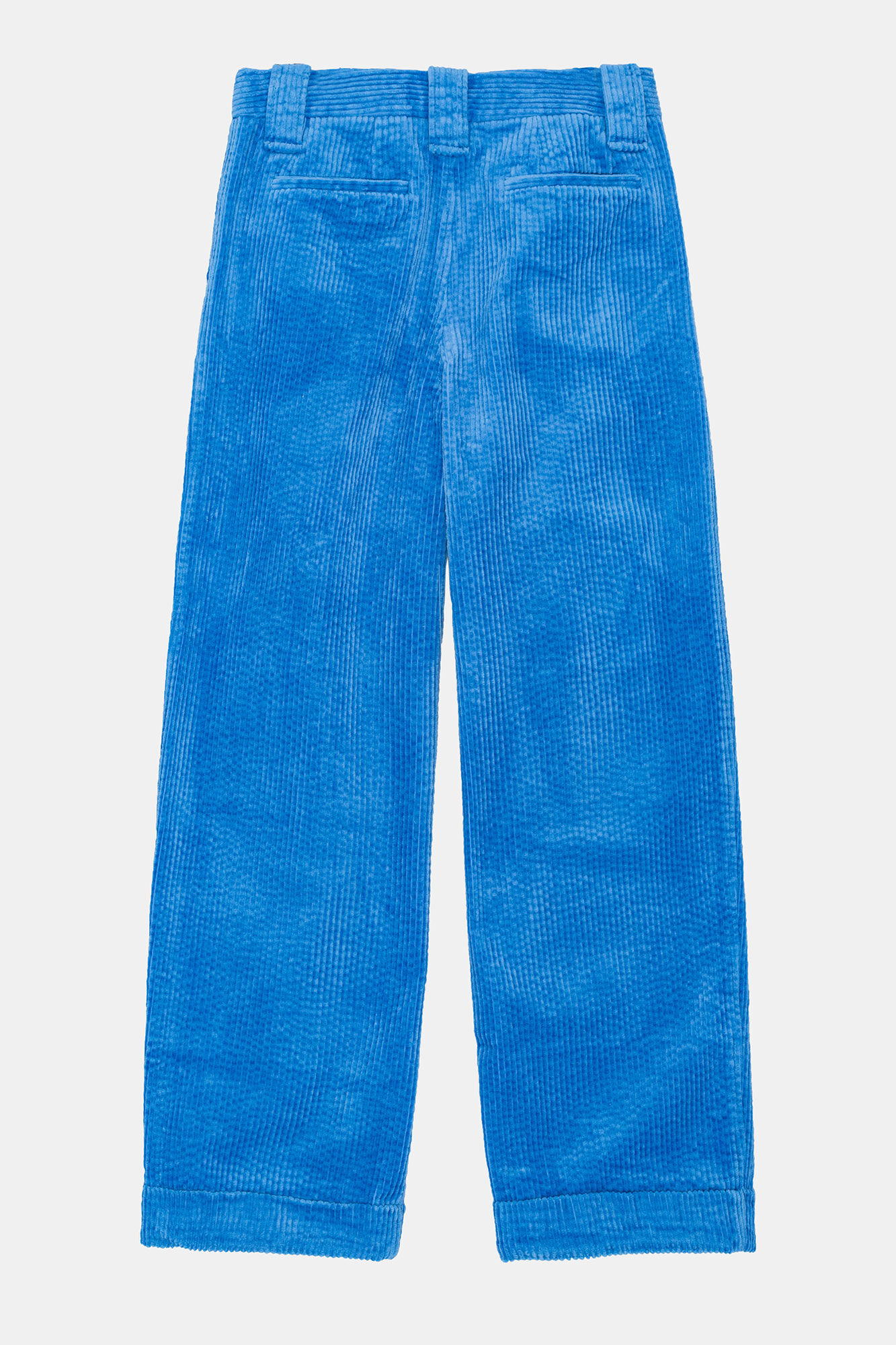 Blue Corduroy Loose Pleat Pants, Elastane, in colour Silver Lake Blue - 2 - GANNI