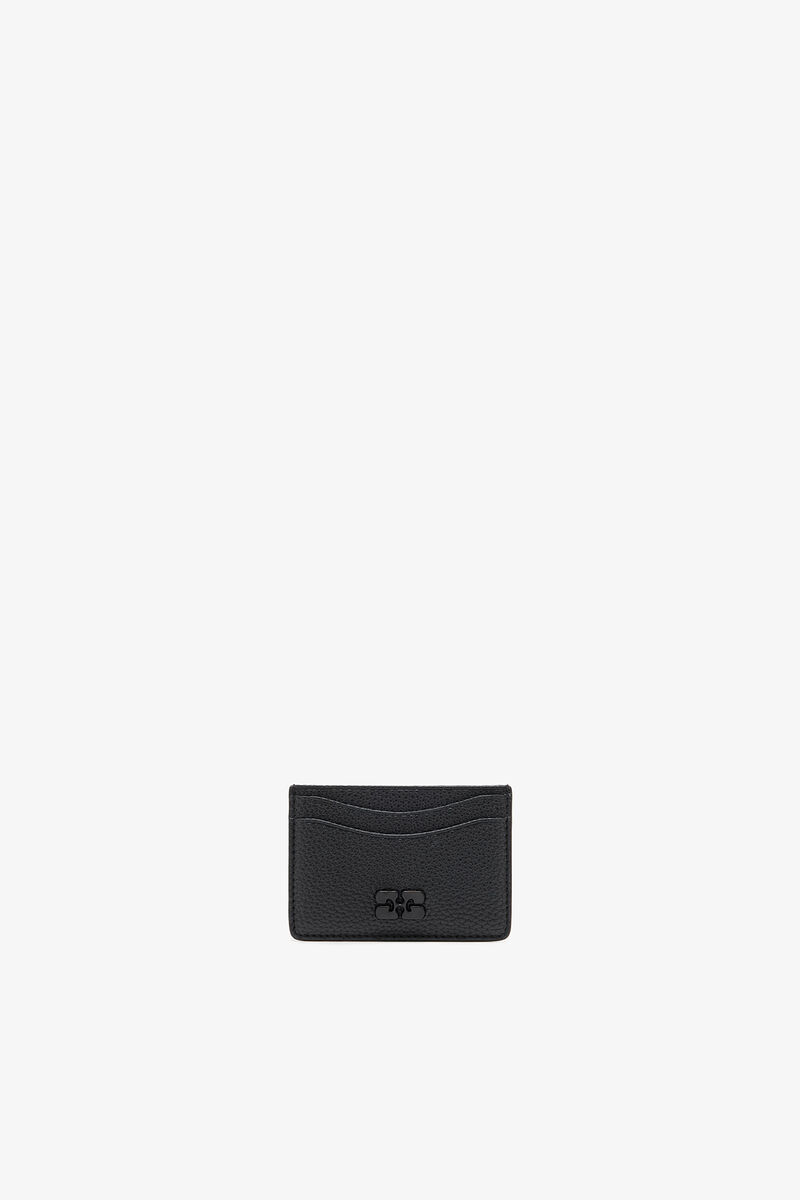 Card Holder in Grained Black, Recycled Polyester, in colour Black - 1 - GANNI