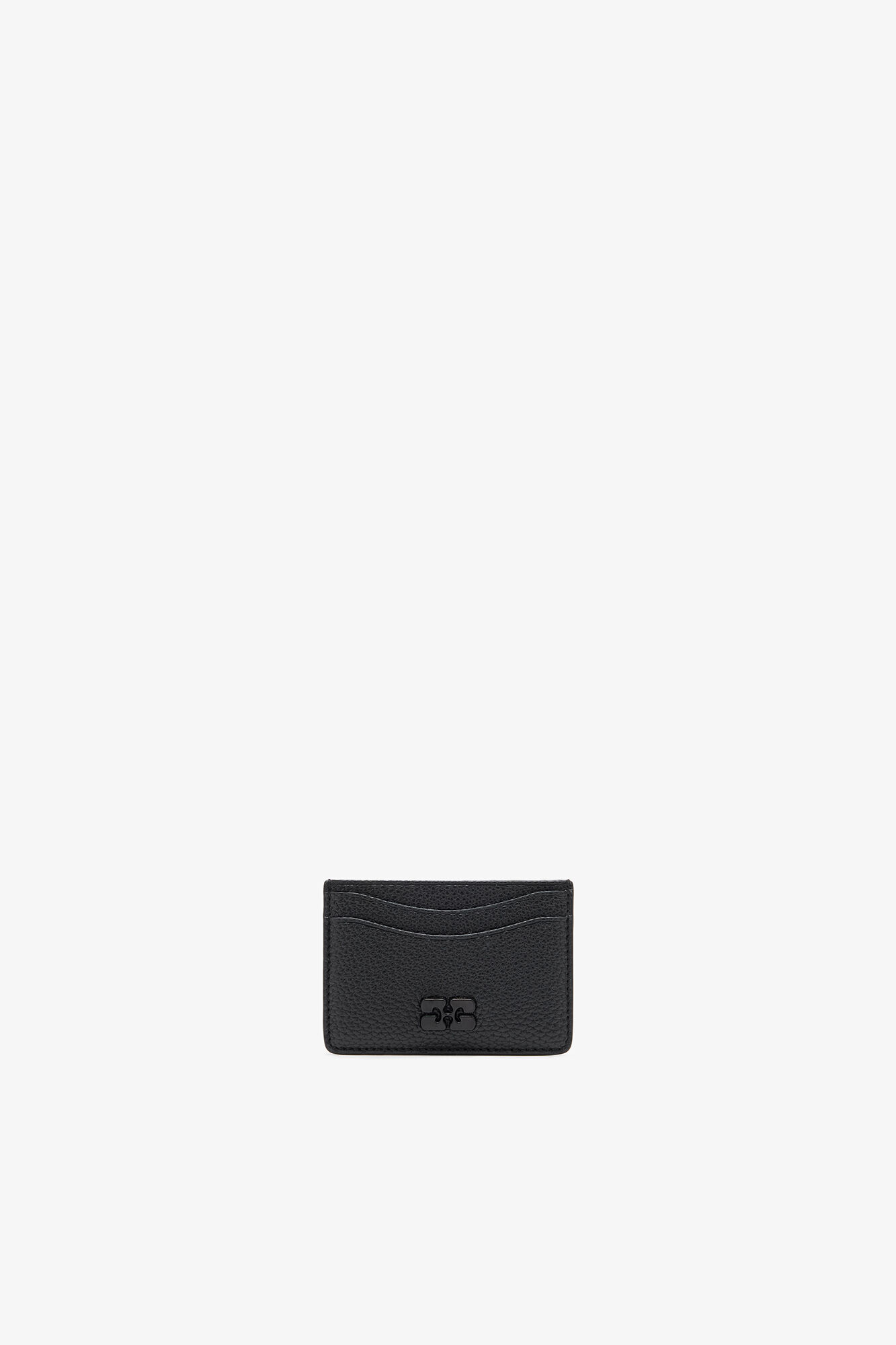 Card Holder in Grained Black, Recycled Polyester, in colour Black - 1 - GANNI