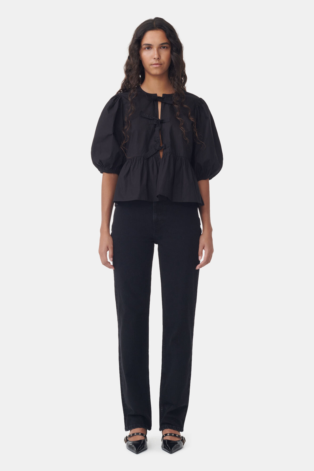 Washed Black Pohli Jeans, Cotton, in colour Washed Black/Black - 1 - GANNI
