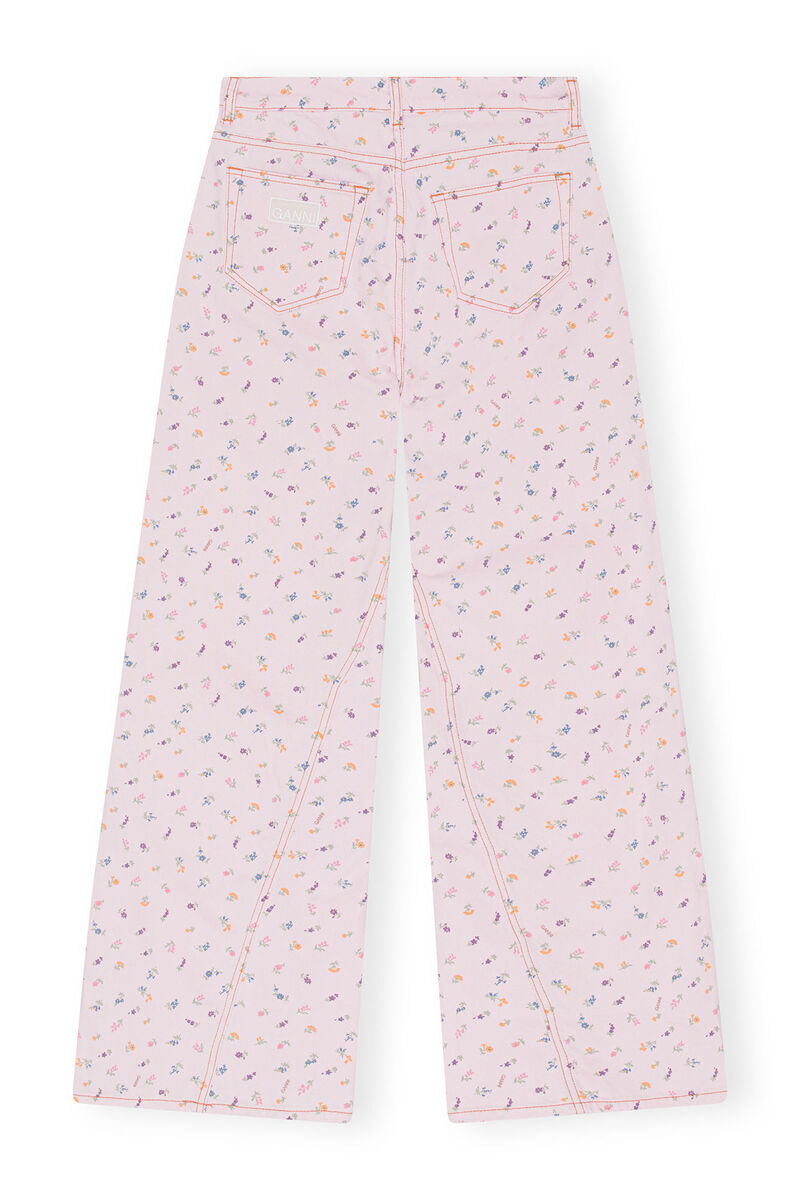 Flower Print Joezy Jeans, Cotton, in colour Pink Tulle - 2 - GANNI