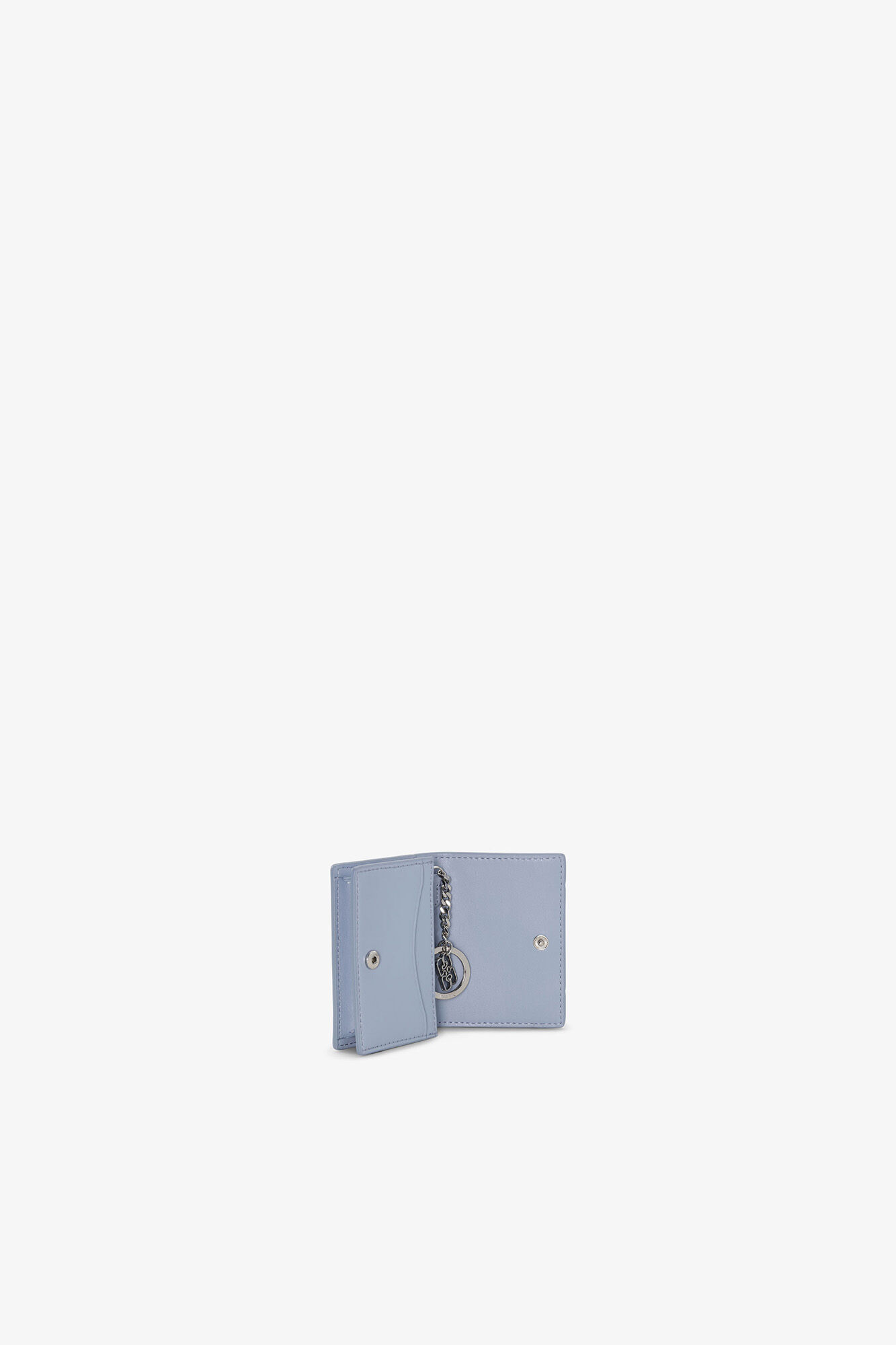 Bou Card Holder in Blue With Flap and Animals, Recycled Leather, in colour Soft Chambray - 2 - GANNI