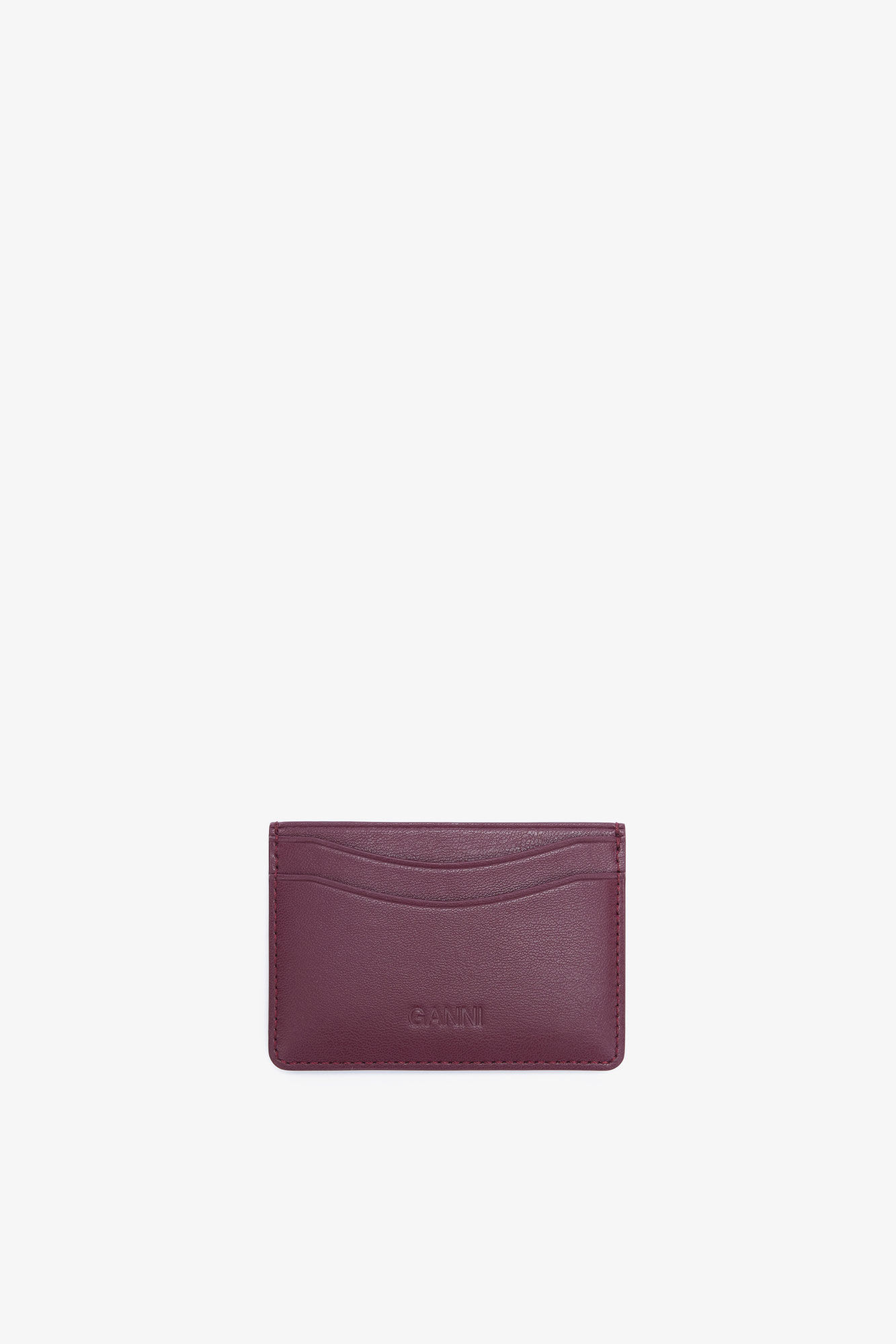 Bou Card Holder in Burgundy, in colour Burgundy - 2 - GANNI