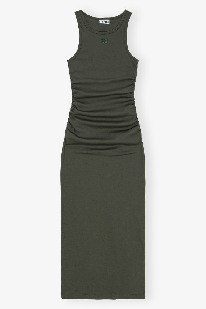 Robe Green Soft Cotton Rib Tank Top Long, Climbing Ivy