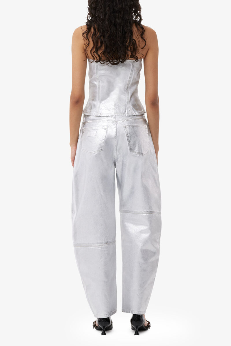 Silver Foil Stary Jeans, Organic Cotton, in colour Bright White - 2 - GANNI