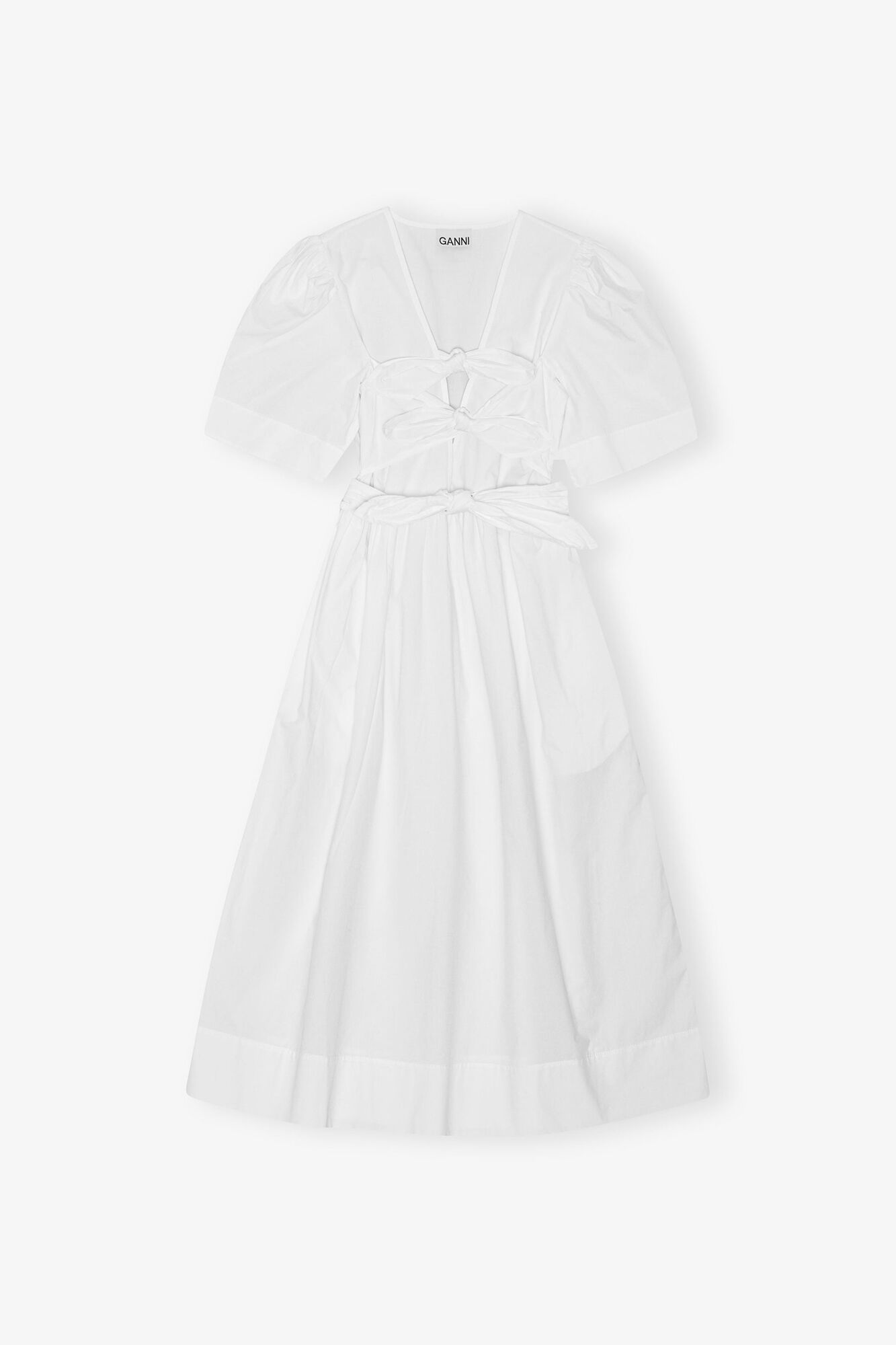 White Stretch Cotton Dress | GANNI UK