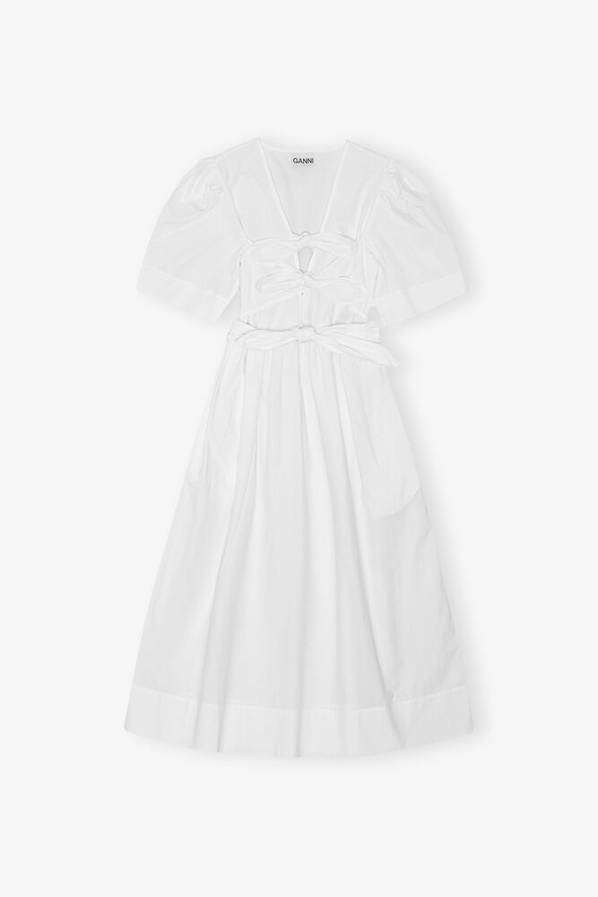 White Stretch Cotton Dress, Bright White
