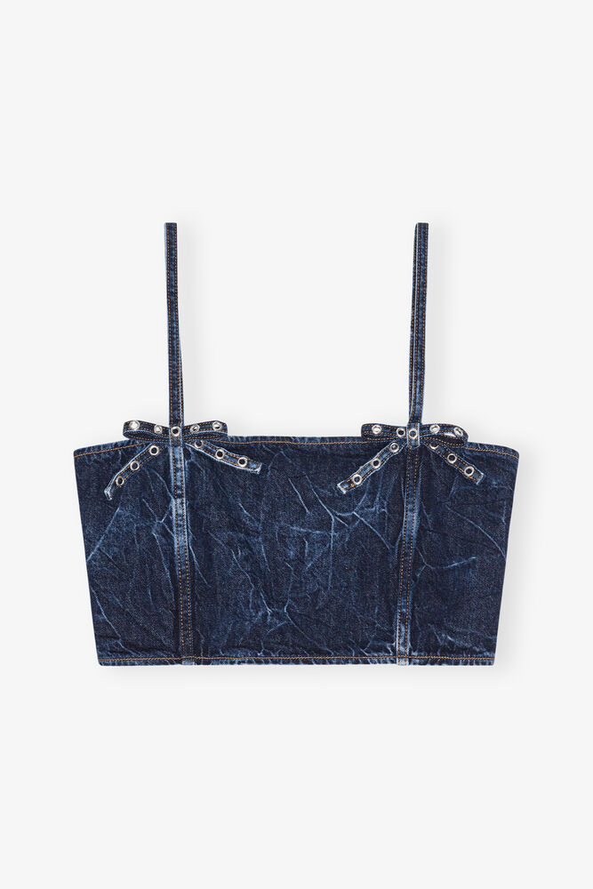 Dark Blue Strap Top, Mid Blue Stone