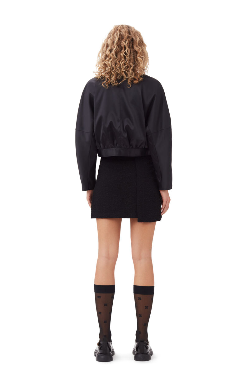 Double Satin Short Jacket, Elastane, in colour Black - 11 - GANNI