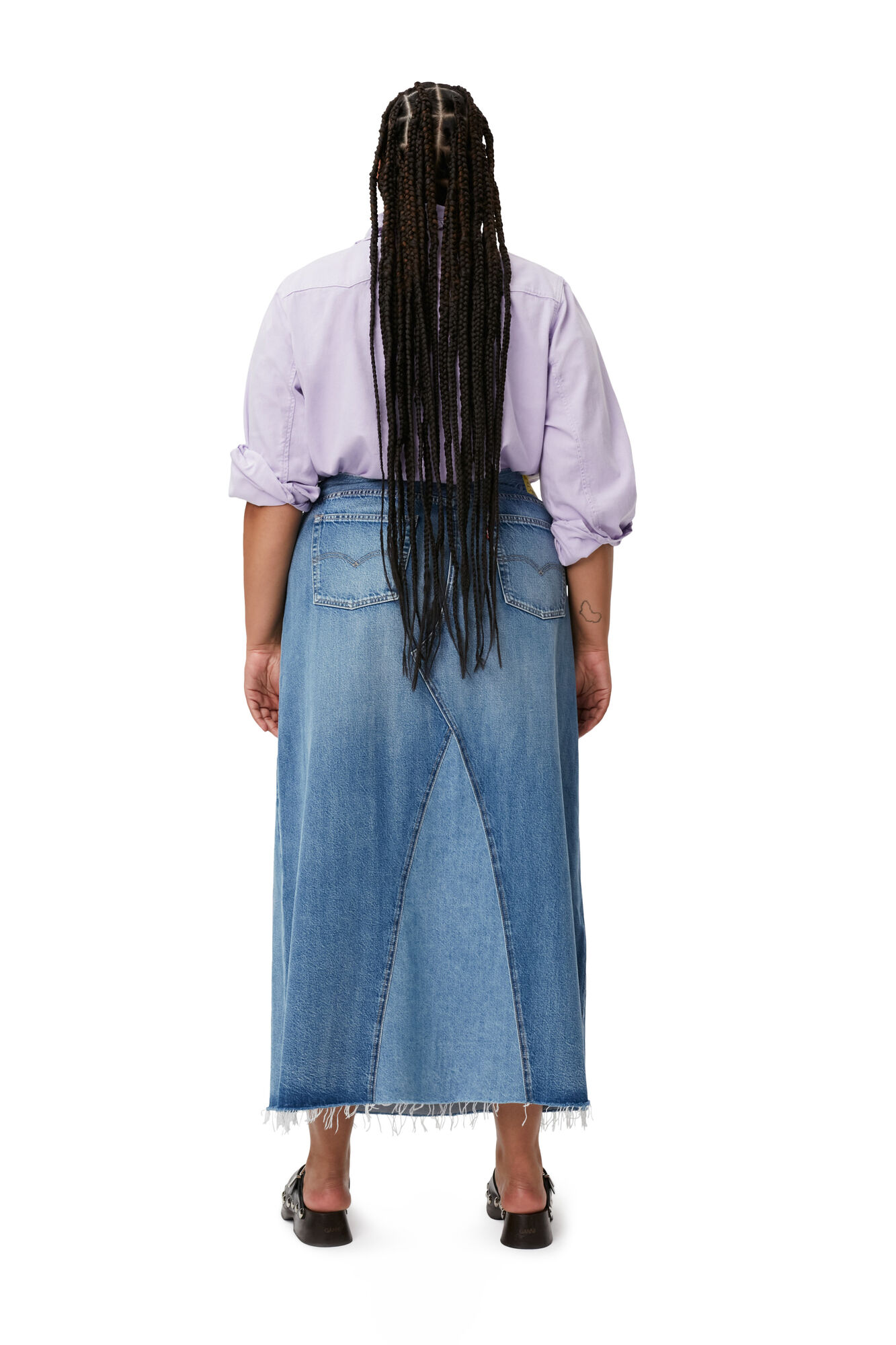 Western Blouse, Cotton, in colour Natural Lilac - 6 - GANNI
