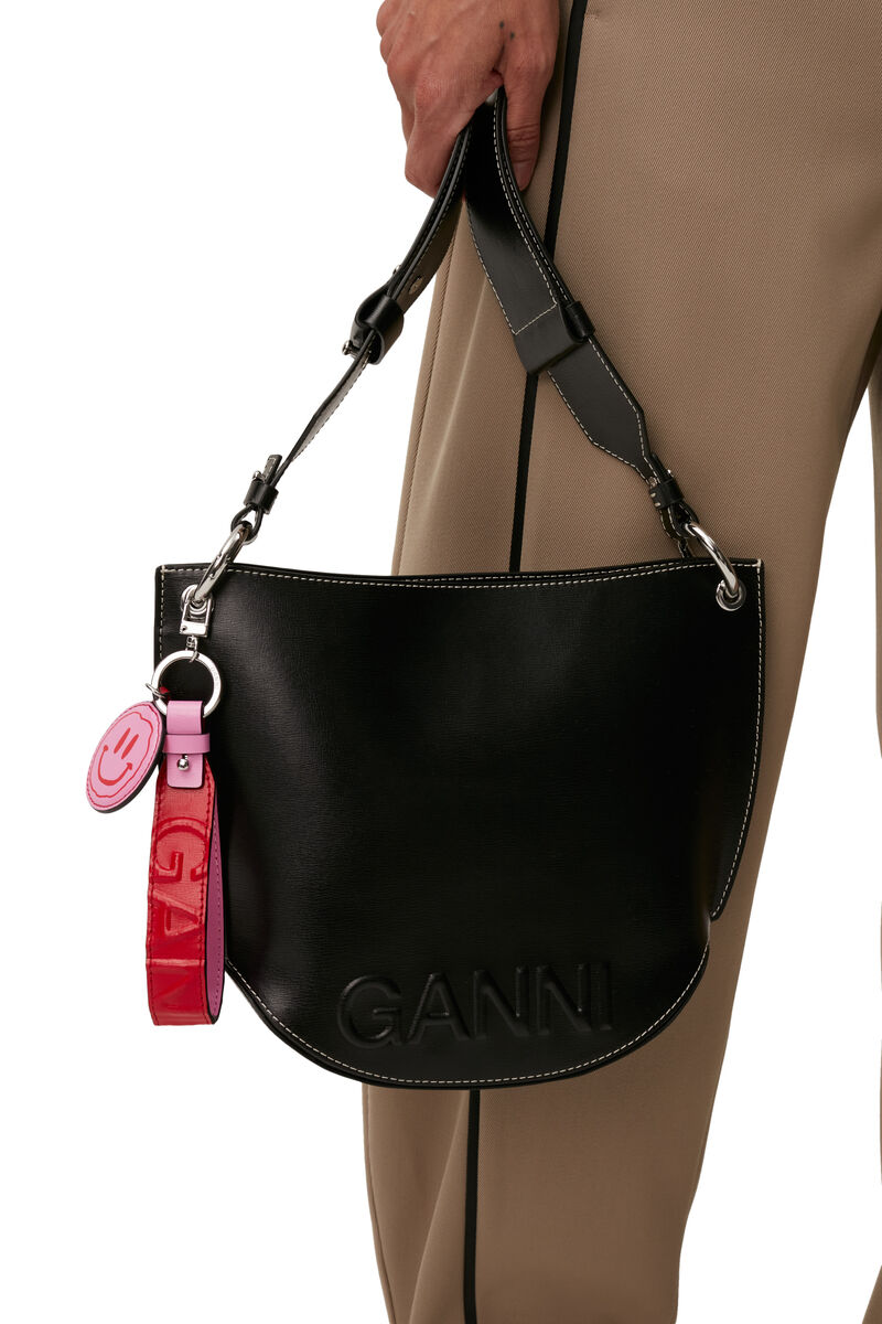Banner Hobo Bag, Leather, in colour Black - 4 - GANNI