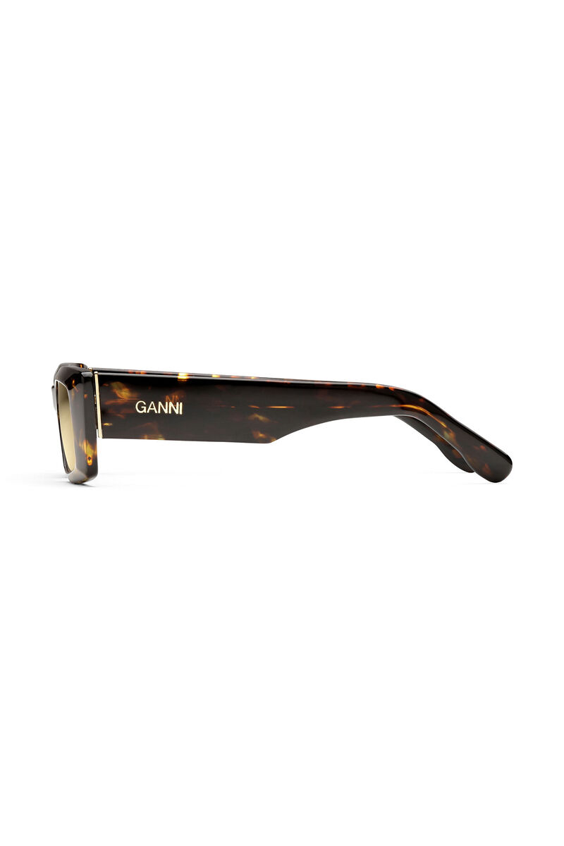 Braune rechteckige Sonnenbrille, in colour Brandy Brown - 2 - GANNI