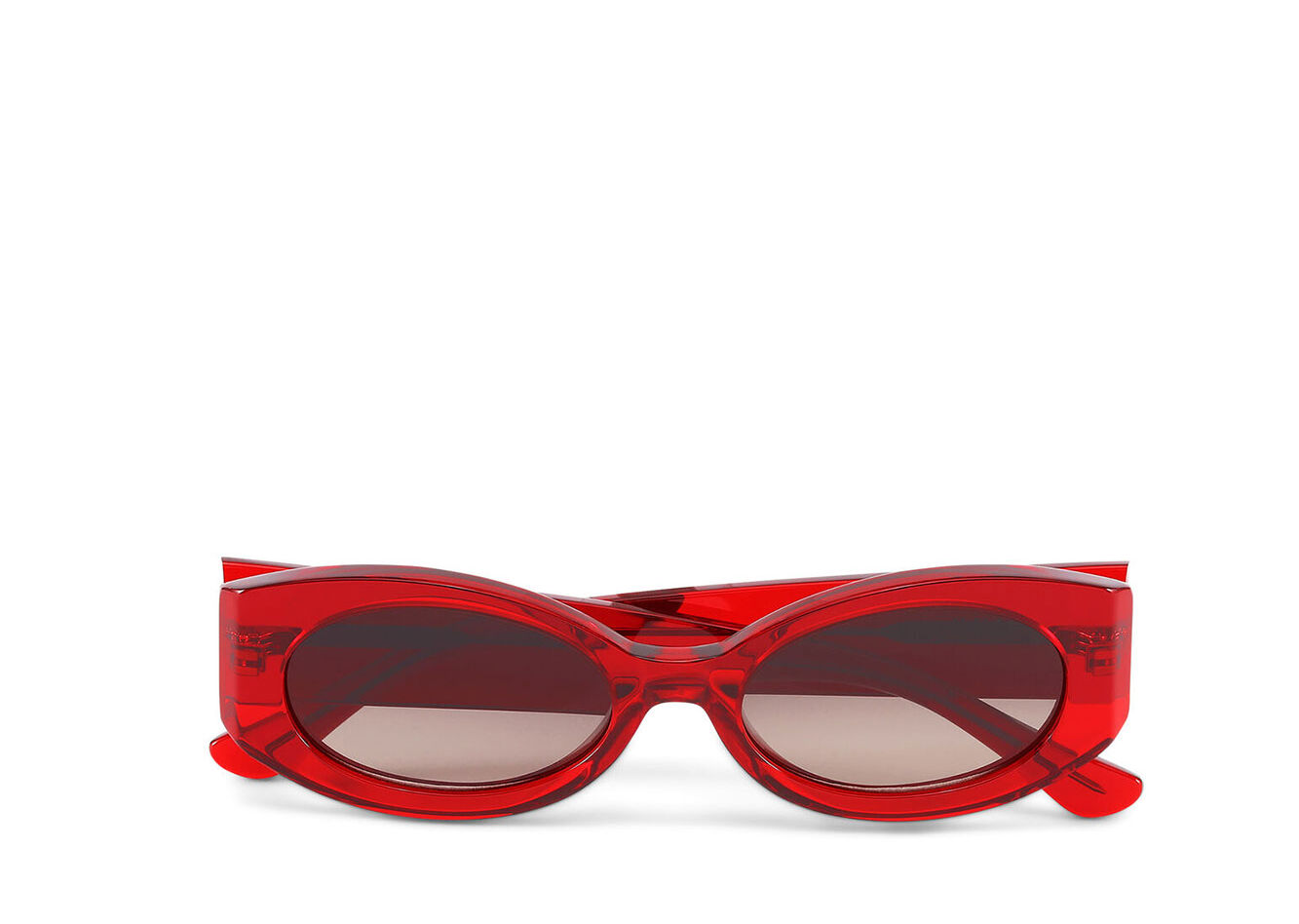 Oval Sunglasses, Acetate, in colour High Risk Red - 1 - GANNI
