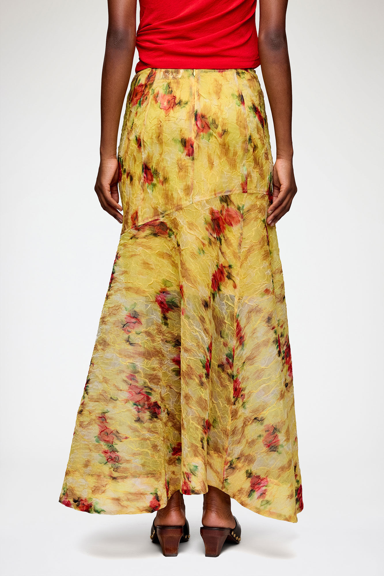 Skirt in Printed Shibori Organza, Recycled Polyester, in colour Aurora - 3 - GANNI