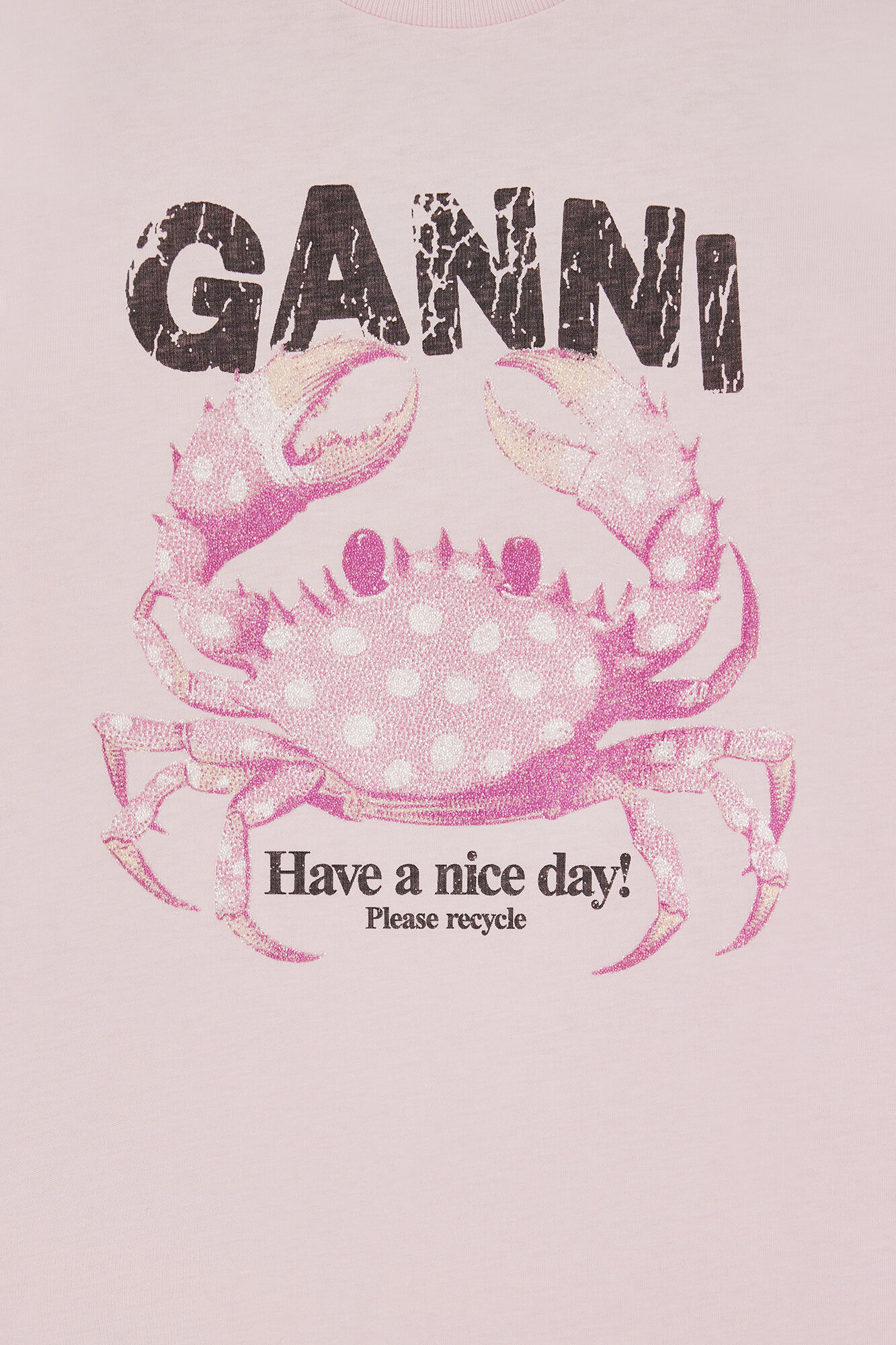 カニプリント Tシャツ, Organic Cotton, in colour Chalk Pink - 3 - GANNI