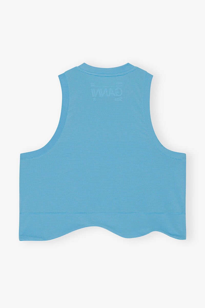 Aktiv Mesh Topp, Elastane, in colour Ethereal Blue - 2 - GANNI