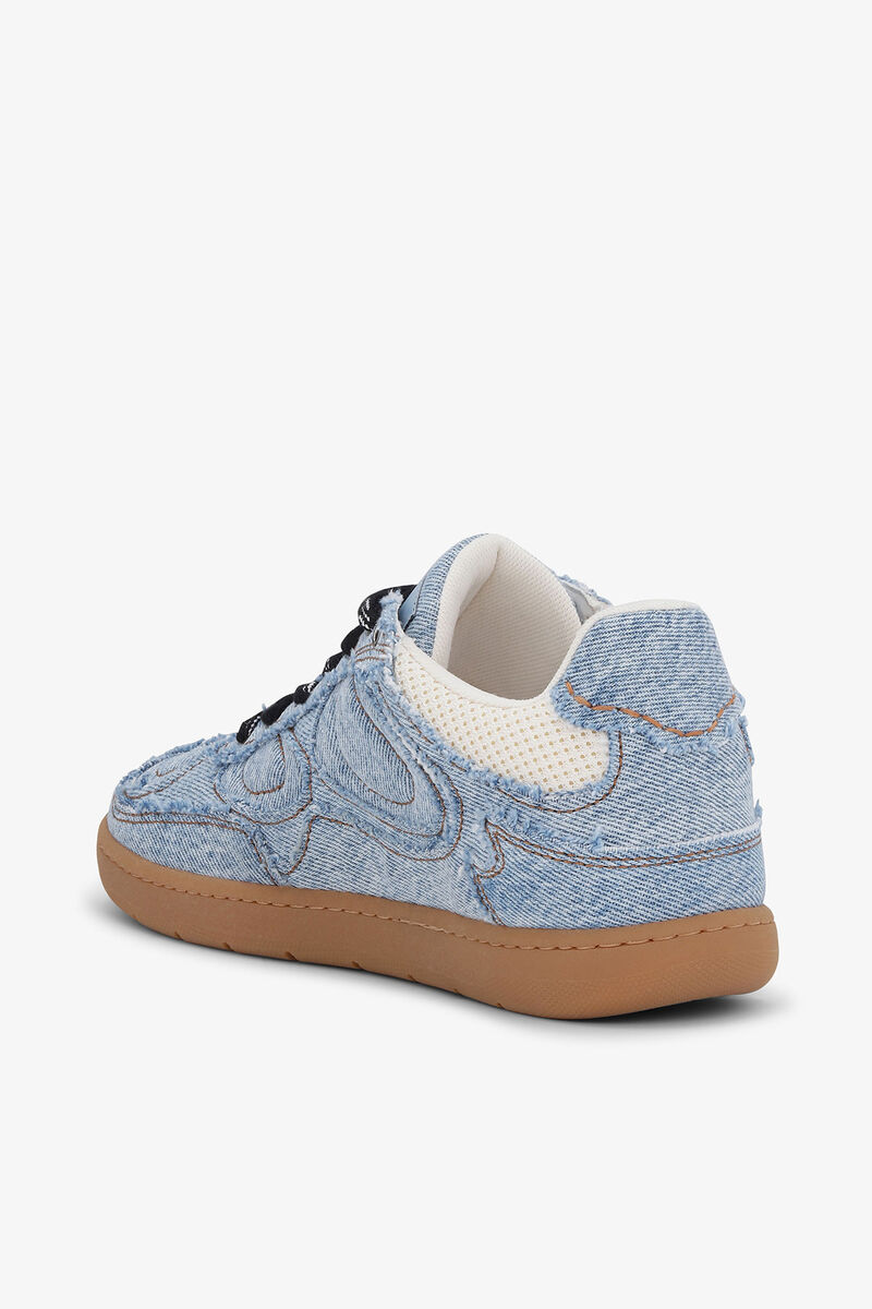 08 Denim Raw Edge Sneakers, Cotton, in colour Light Blue Vintage - 3 - GANNI