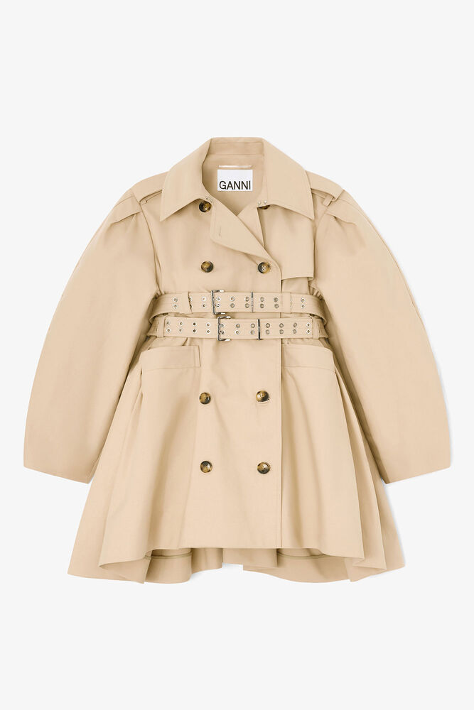 Trench Coat in Double Cotton, Warm Sand