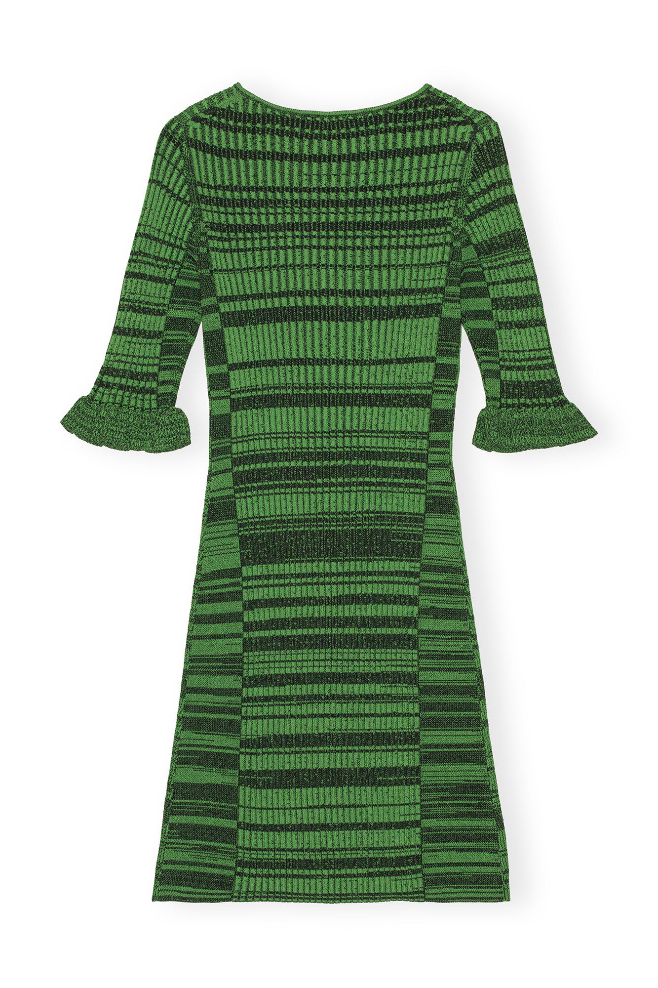 Green Melange Knit Mini Dress, Elastane, in colour Kelly Green - 2 - GANNI