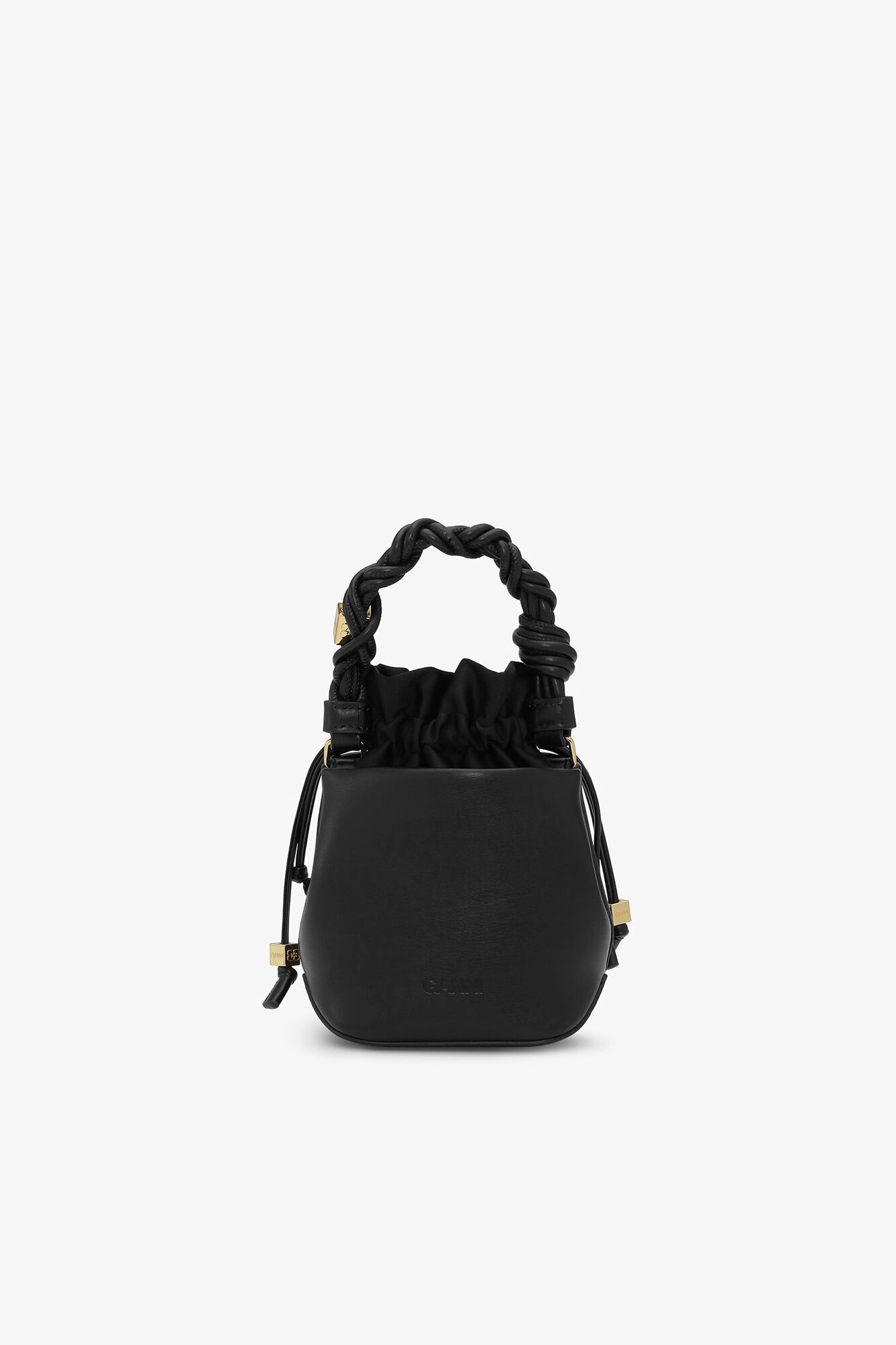 Black Mini Bou Bucket Bag, Recycled Leather, in colour Black - 3 - GANNI