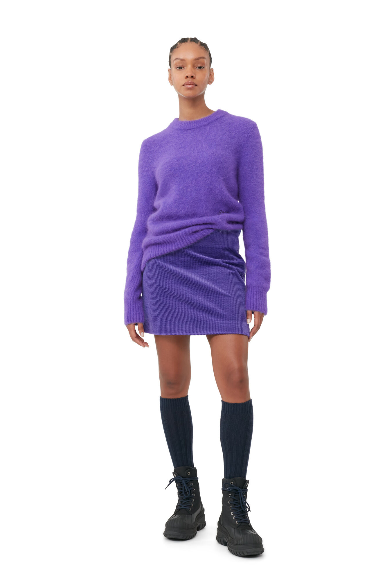 Ganni Purple Corduroy Mini Skirt