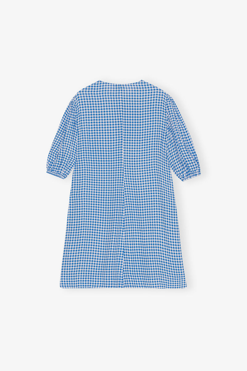 Robe mini en cr&ecirc;pe imprim&eacute;, Viscose, in colour Strong Blue - 2 - GANNI