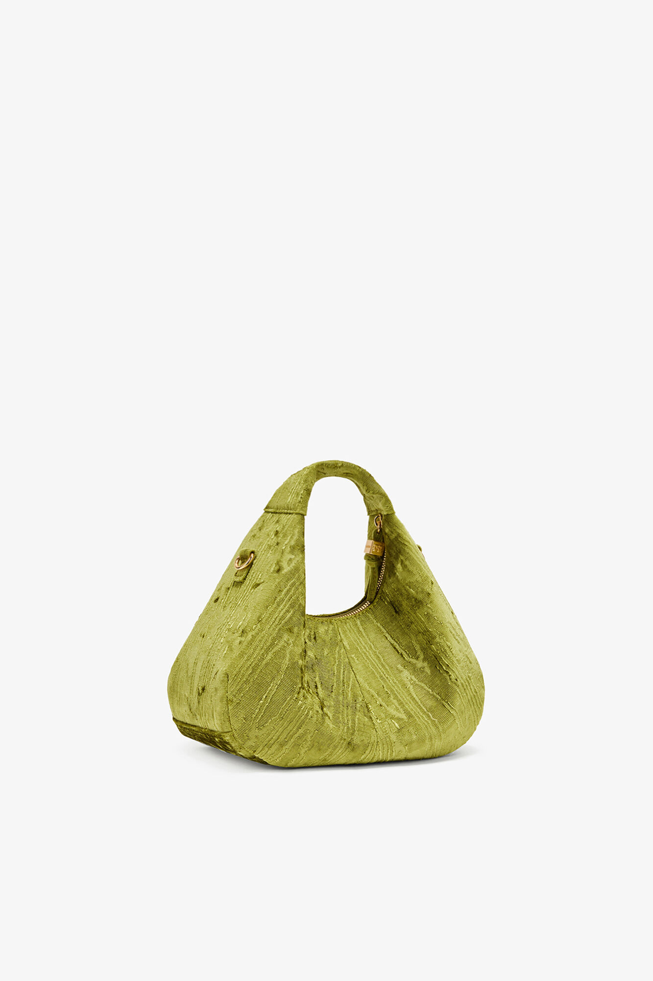 Velvet Moire Mini Hobo Bag, Recycled Polyester, in colour Spinach Green - 2 - GANNI