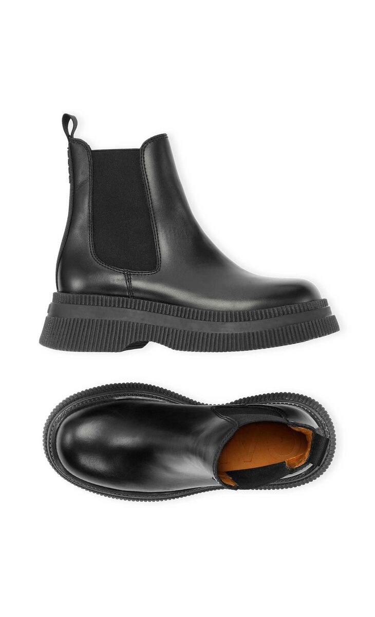 Chunky Chelsea Boots, Leather, in colour Black - 2 - GANNI