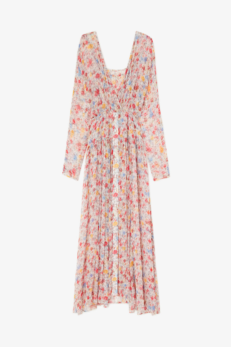 Dress in Floral Silk, Organic Wool, in colour Multicolour - 1 - GANNI