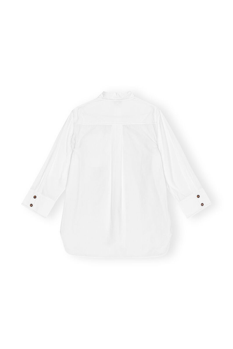 White Cotton Poplin Oversized Hemd, Cotton, in colour Bright White - 2 - GANNI