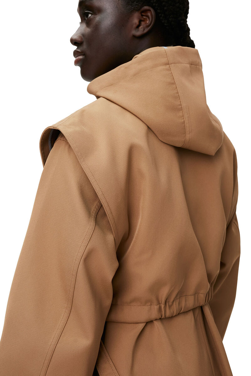 Heavy Twill Oversized Coat, Recycled Polyester, in colour Petrified Oak - 6 - GANNI