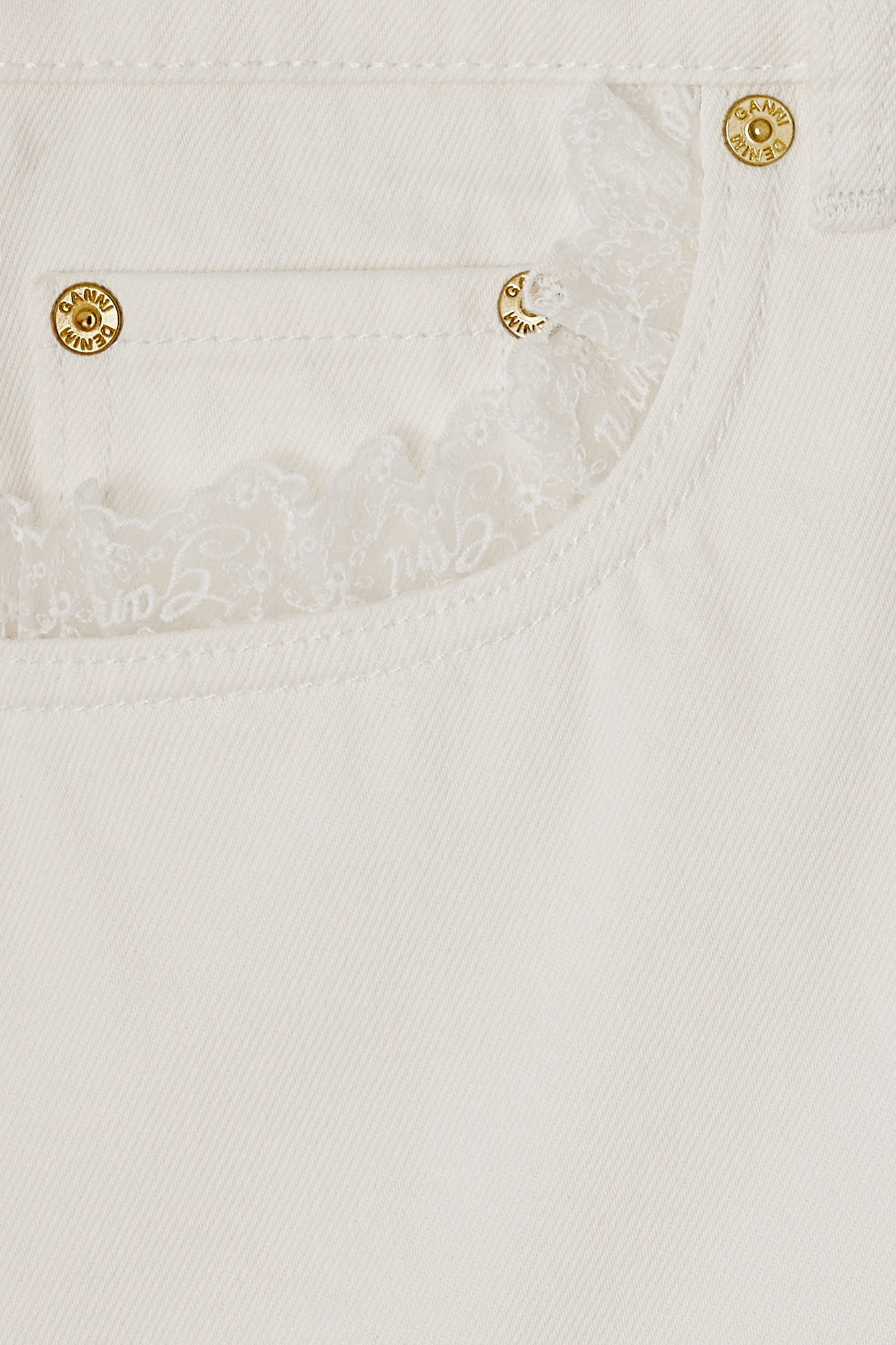 Shorts in White Denim, Organic Cotton, in colour Bright White - 2 - GANNI