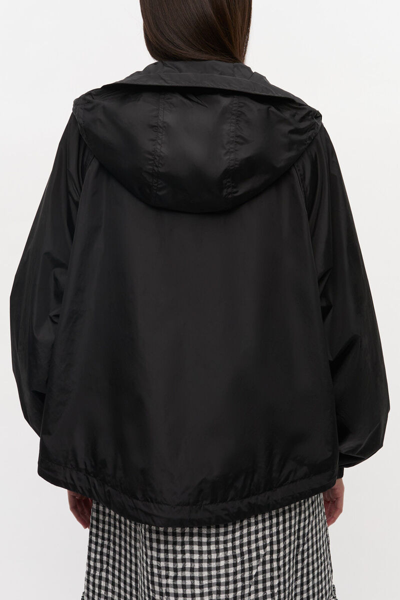Black Nylon Jacket, Recycled Nylon, in colour Black - 3 - GANNI