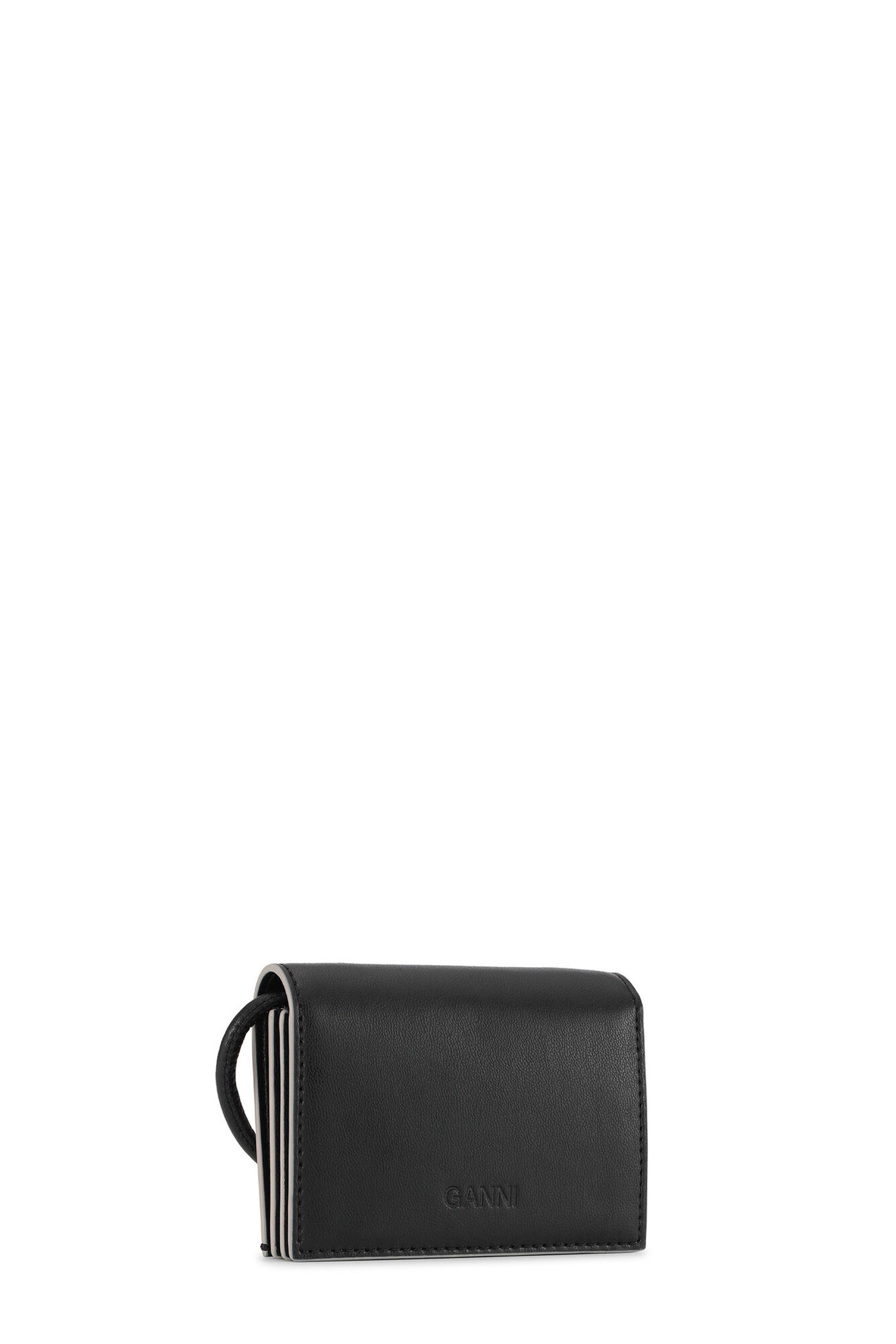 Black GANNI Bou Wallet On Strap | GANNI GR