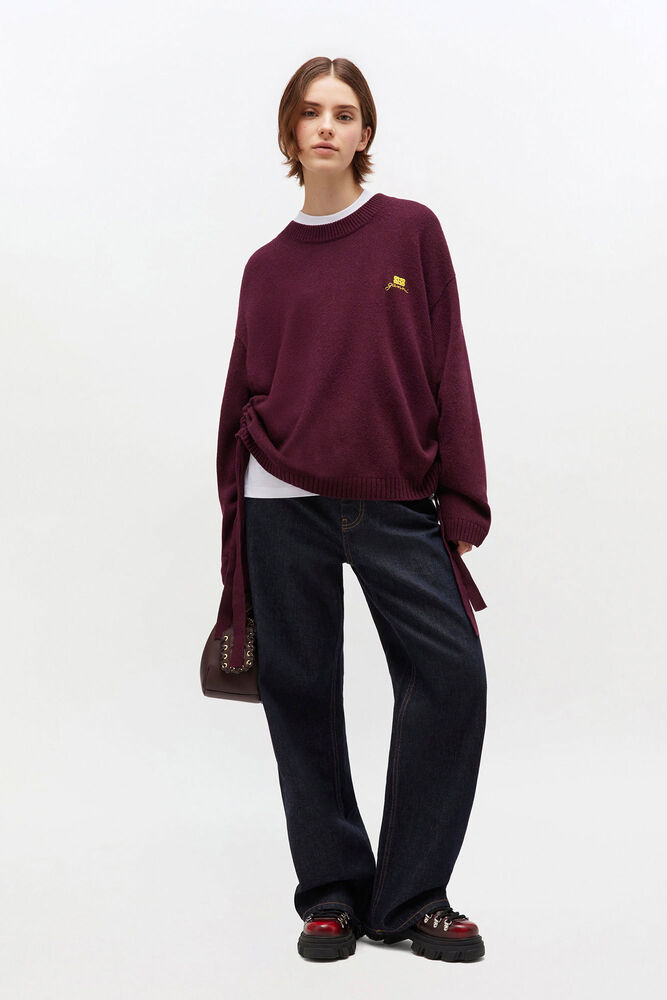 Burgundy Wool Mix Jumper, Burgundy