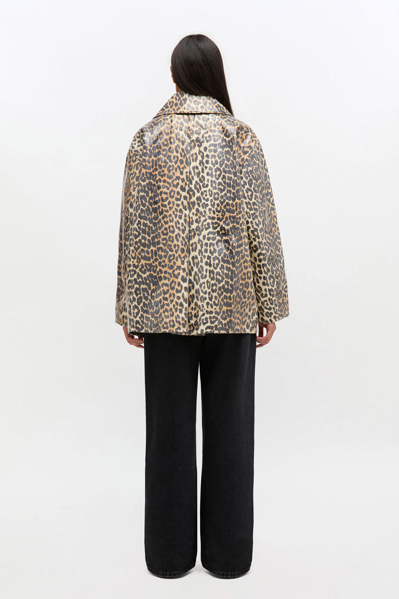 Leopard Laminated Cotton Jacket | GANNI US