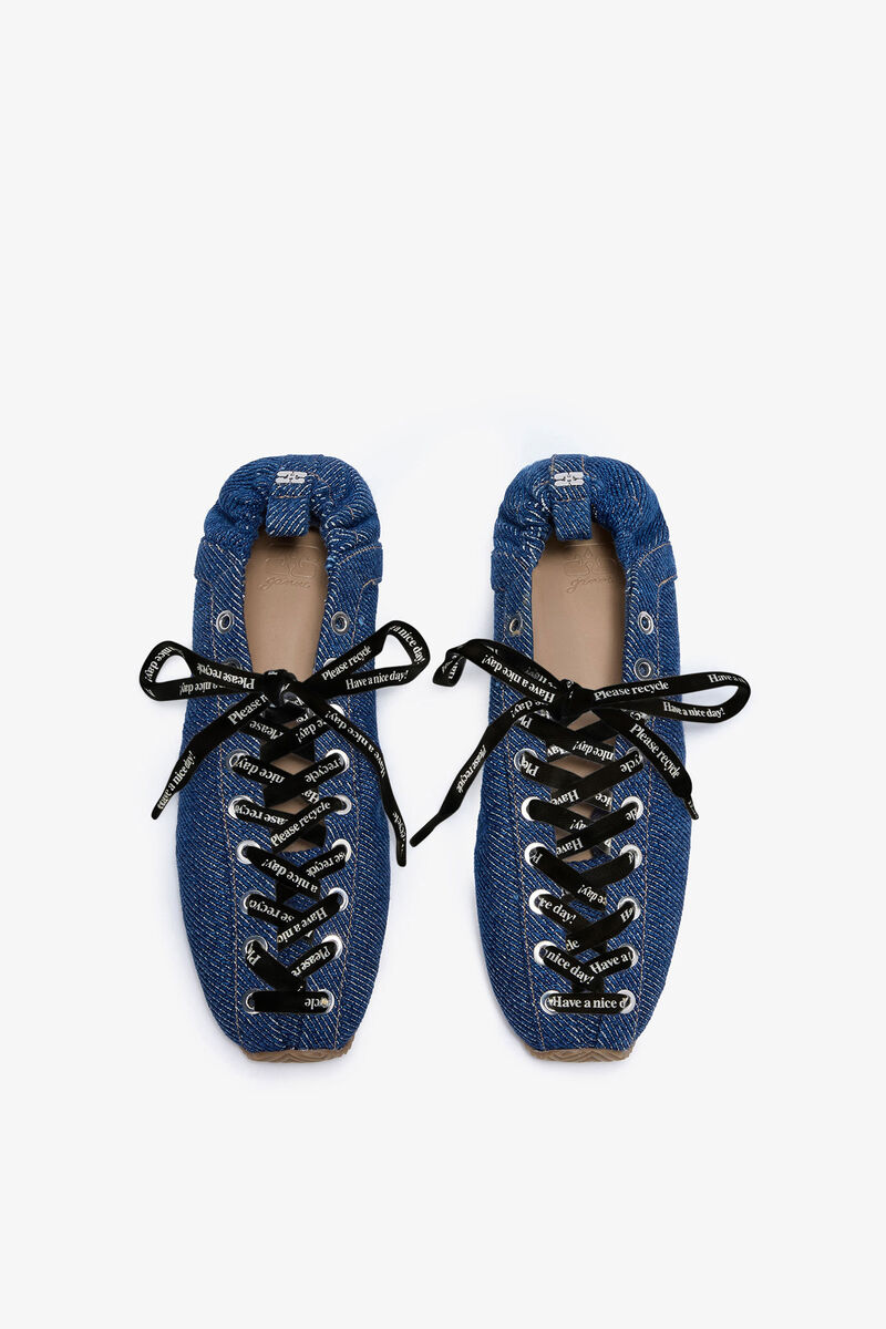 Sporty Ballerina in Denim, Organic Cotton, in colour Rinse - 3 - GANNI