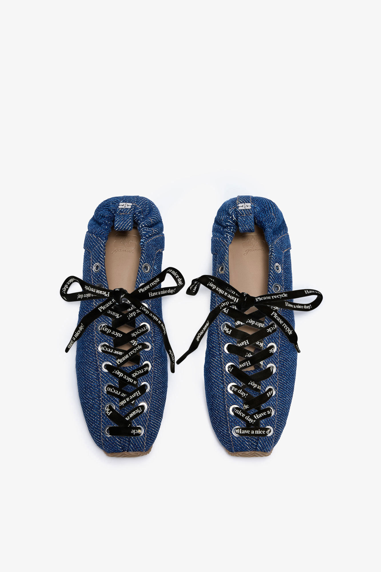 Sporty Ballerina in Denim, Organic Cotton, in colour Rinse - 3 - GANNI