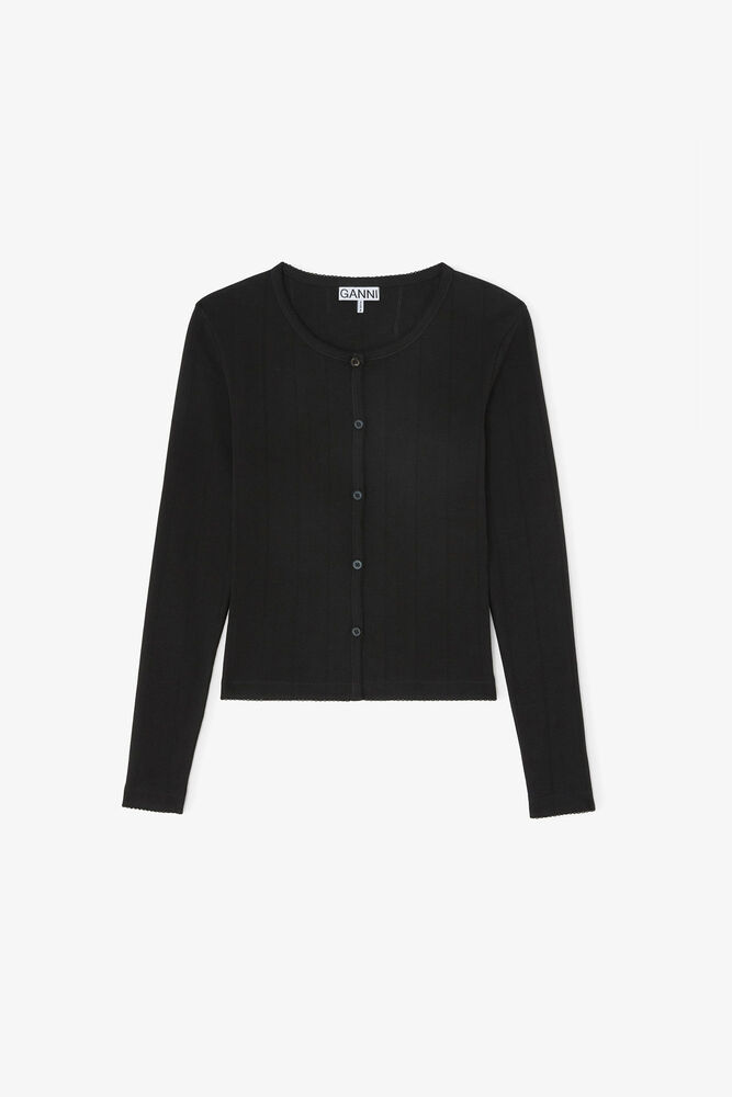 Oberteil aus schwarzem Pointelle, Black