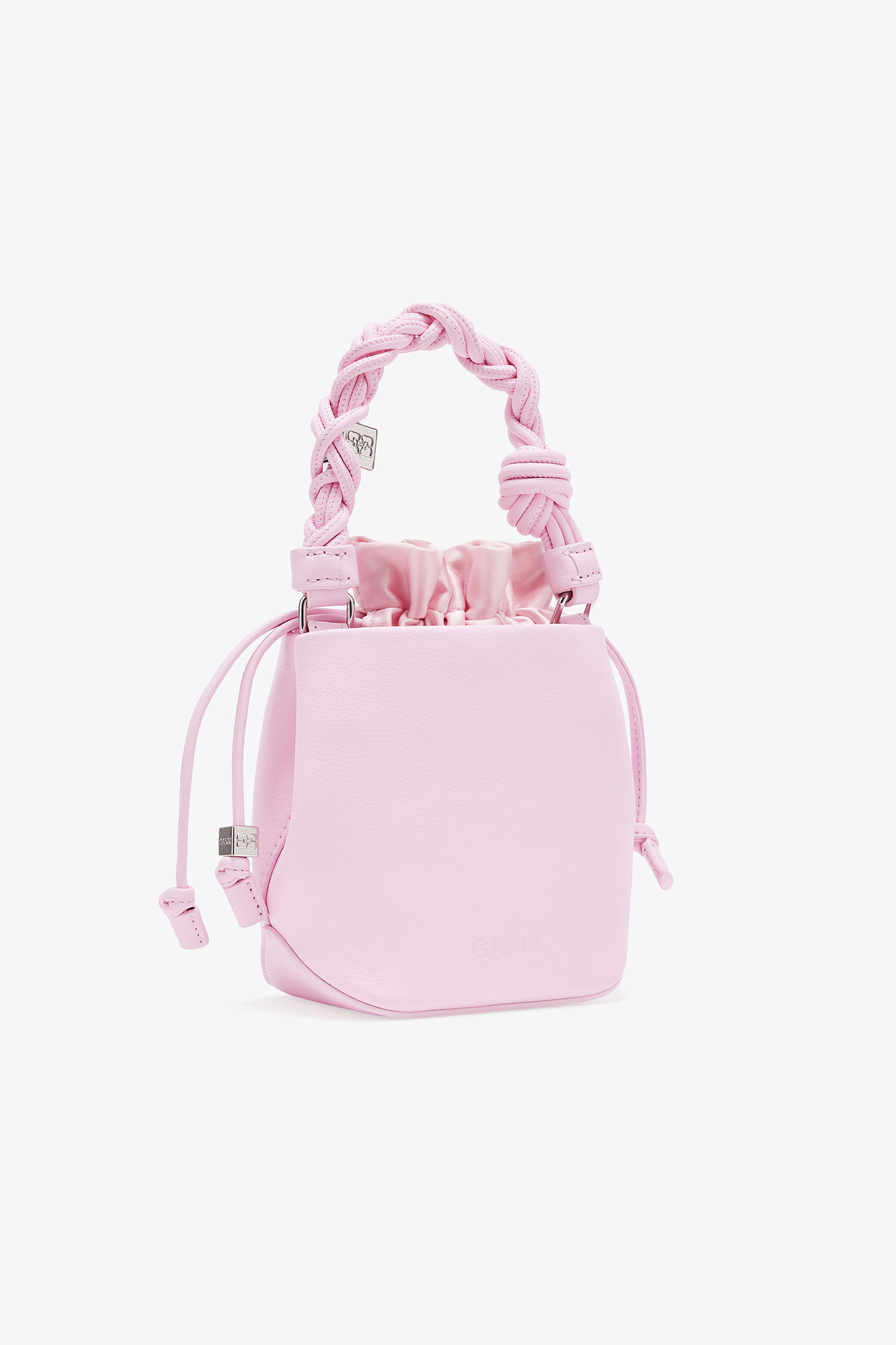 Pink Mini GANNI Bou Bucket Bag, Lyocell, in colour Fairy Tale - 2 - GANNI