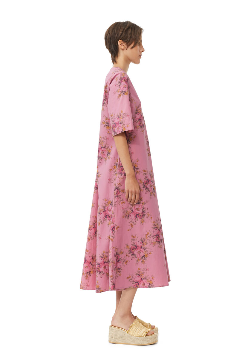 Printed Cotton V-Neck Maxi Dress, Cotton, in colour Orchid Smoke - 2 - GANNI