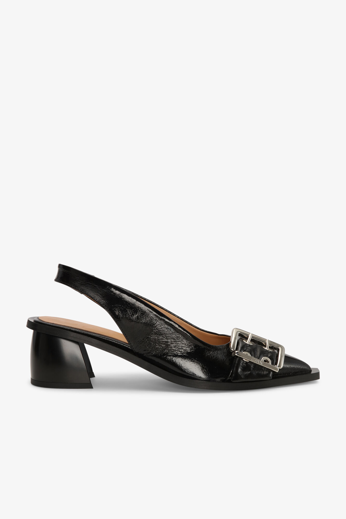 Black Feminine Buckle Slingback Pumps, Polyester, in colour Black - 1 - GANNI
