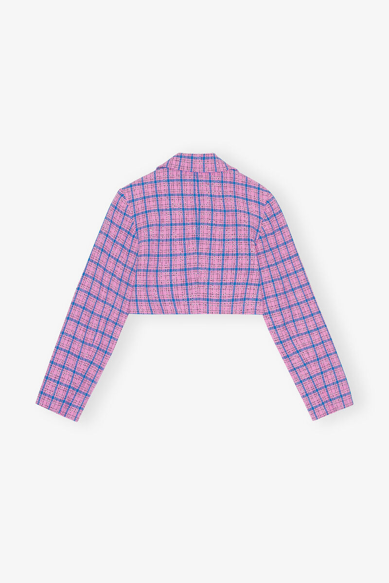 Rutig Kostym Croppad Kavaj, Cotton, in colour Wild Orchid - 2 - GANNI