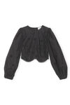 Broderie Anglaise Cropped Blouse, Cotton, in colour Black - 1 - GANNI