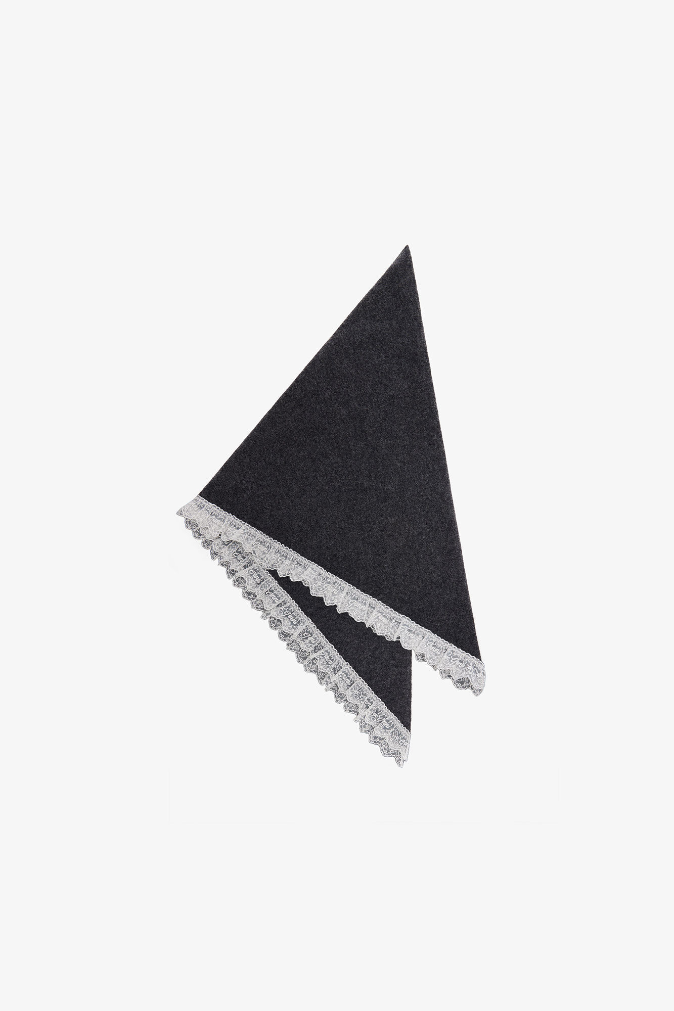 Ganni Women's Grey Lace Triangular Scarf In Phantom, Wool - Image 5