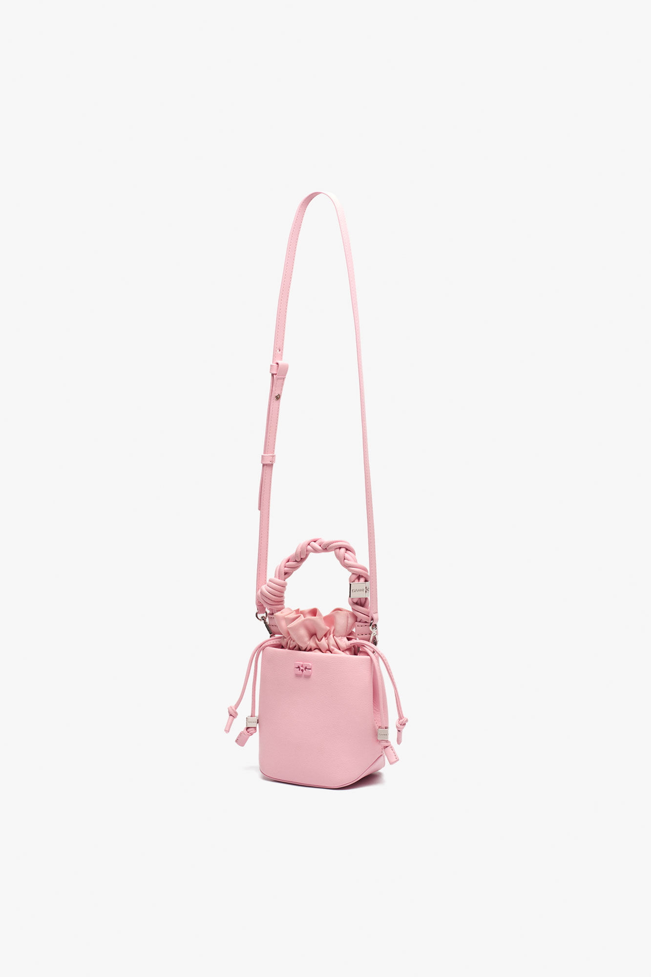 Pink Mini GANNI Bou Bucket Bag, Lyocell, in colour Fairy Tale - 2 - GANNI