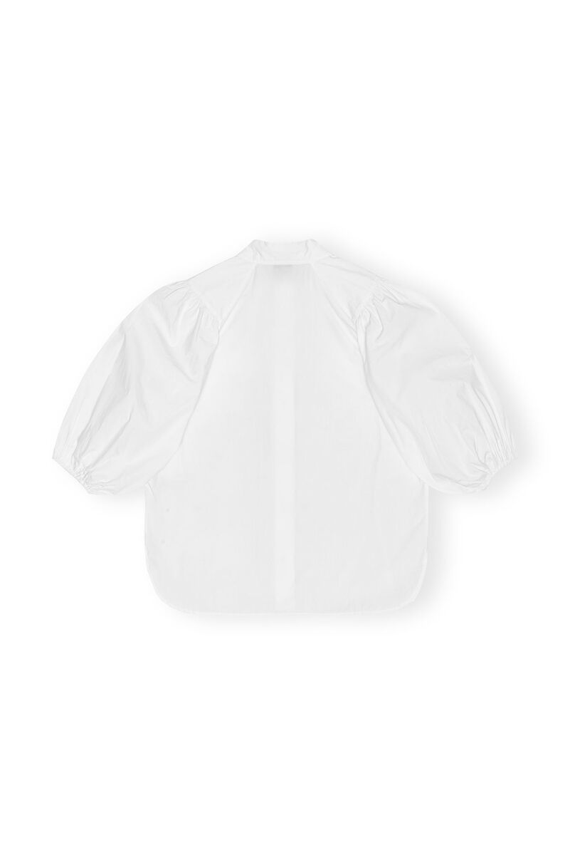 White Cotton Poplin Shirt, Cotton, in colour Bright White - 2 - GANNI